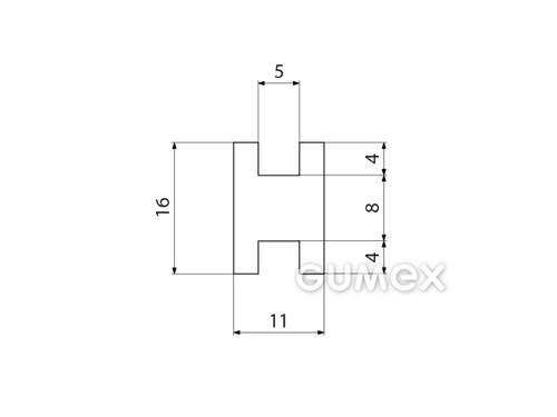 "H" Silikonprofil, 16x11/5/5mm, 70°ShA, -60°C/+180°C, transparent, 
